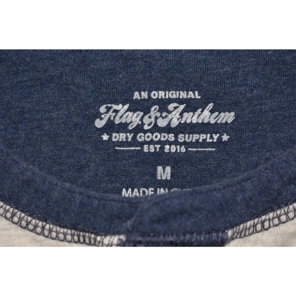 FLAG & ANTHEM $78 Long Sleeve Henley Shirt Navy/Light Heather Gray Men's Medium - Picture 4 of 4